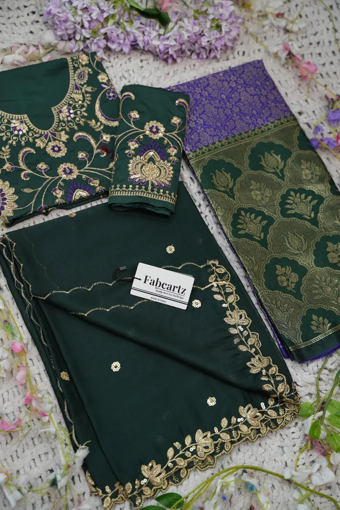 Beautiful South Indian Style Half Saree with Embroidery Blouse and Dupatta for Women |  Furina
