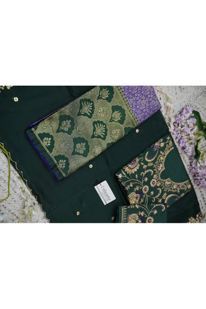 Beautiful South Indian Style Half Saree with Embroidery Blouse and Dupatta for Women |  Furina