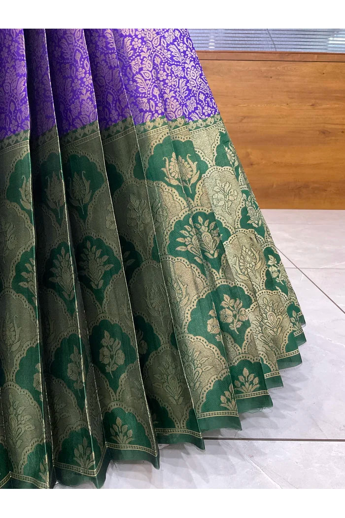 Beautiful South Indian Style Half Saree with Embroidery Blouse and Dupatta for Women |  Furina
