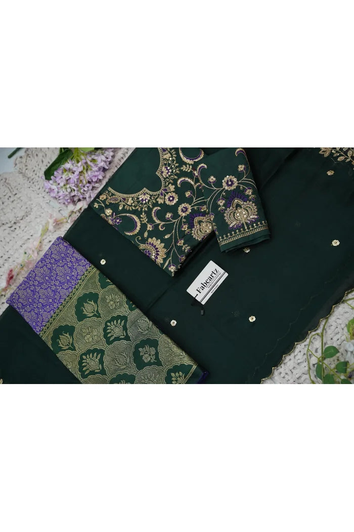 Beautiful South Indian Style Half Saree with Embroidery Blouse and Dupatta for Women |  Furina