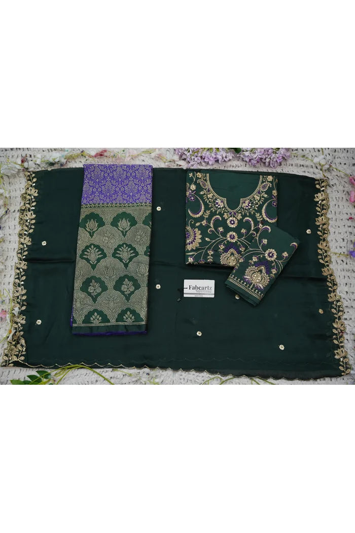 Beautiful South Indian Style Half Saree with Embroidery Blouse and Dupatta for Women |  Furina