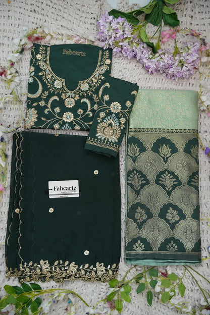 Beautiful South Indian Style Half Saree with Embroidery Blouse and Dupatta for Women |  Furina