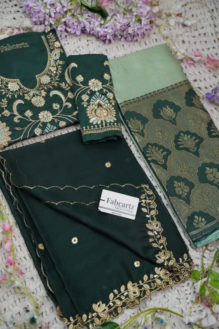 Beautiful South Indian Style Half Saree with Embroidery Blouse and Dupatta for Women |  Furina