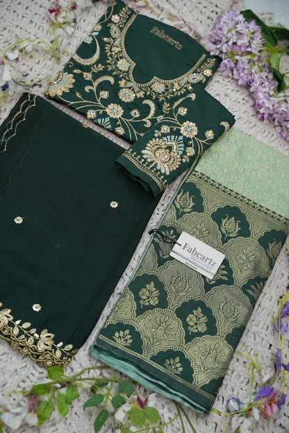 Beautiful South Indian Style Half Saree with Embroidery Blouse and Dupatta for Women |  Furina