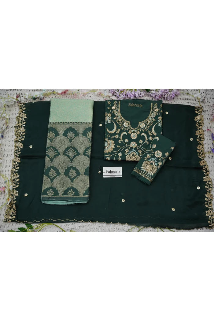 Beautiful South Indian Style Half Saree with Embroidery Blouse and Dupatta for Women |  Furina