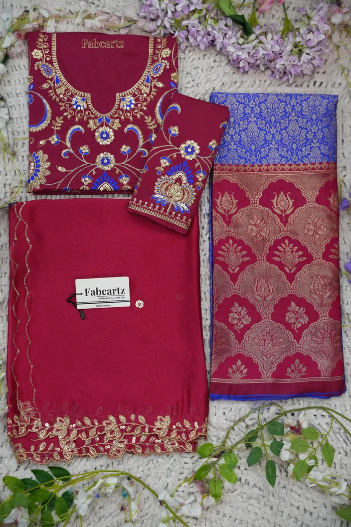 Beautiful South Indian Style Half Saree with Embroidery Blouse and Dupatta for Women |  Furina