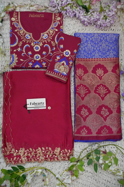Beautiful South Indian Style Half Saree with Embroidery Blouse and Dupatta for Women |  Furina