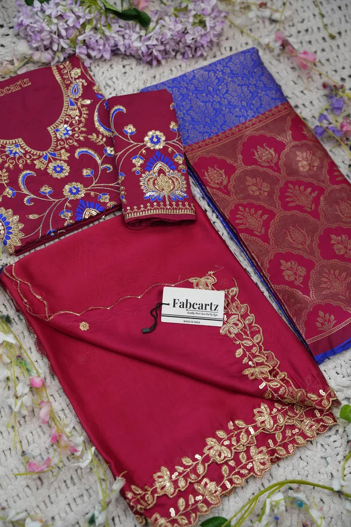 Beautiful South Indian Style Half Saree with Embroidery Blouse and Dupatta for Women |  Furina