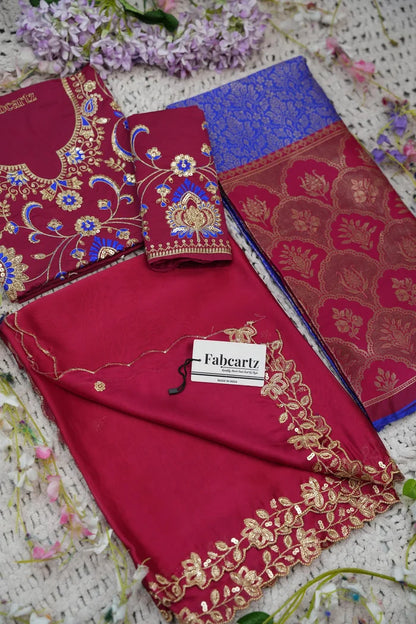 Beautiful South Indian Style Half Saree with Embroidery Blouse and Dupatta for Women |  Furina