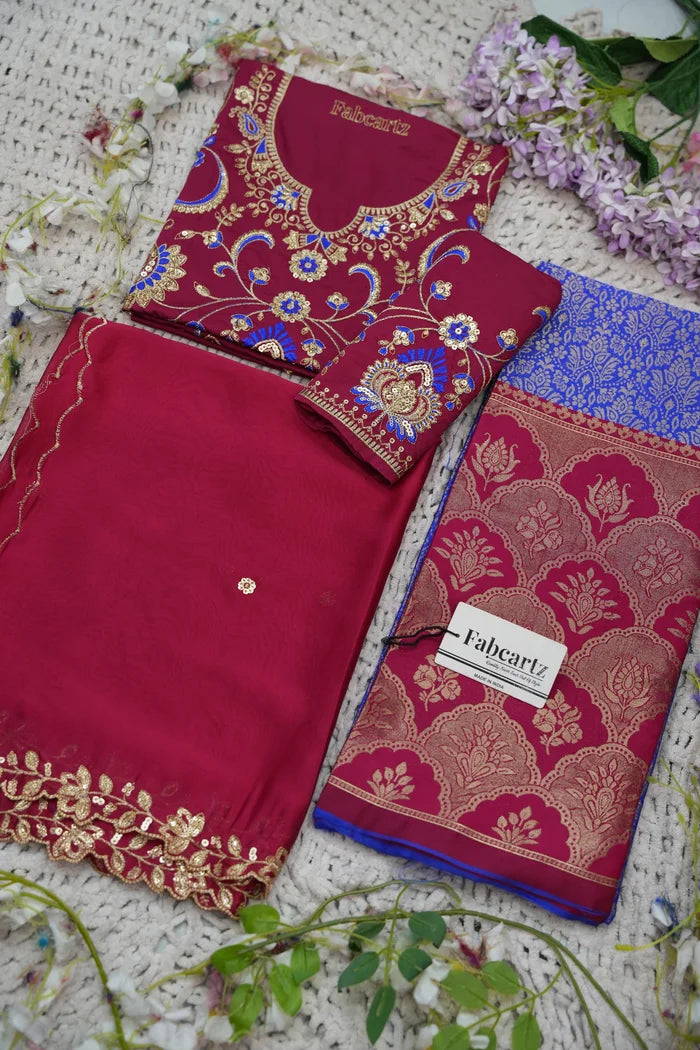 Beautiful South Indian Style Half Saree with Embroidery Blouse and Dupatta for Women |  Furina