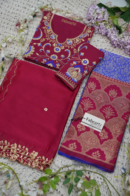 Beautiful South Indian Style Half Saree with Embroidery Blouse and Dupatta for Women |  Furina