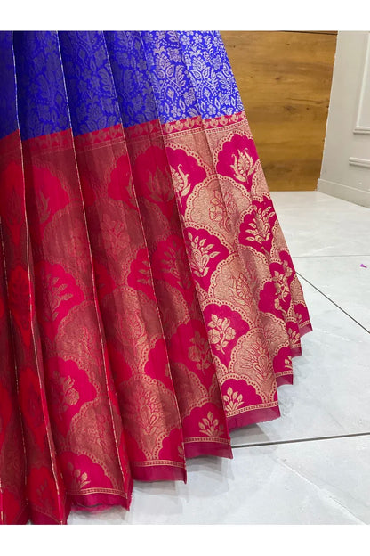 Beautiful South Indian Style Half Saree with Embroidery Blouse and Dupatta for Women |  Furina