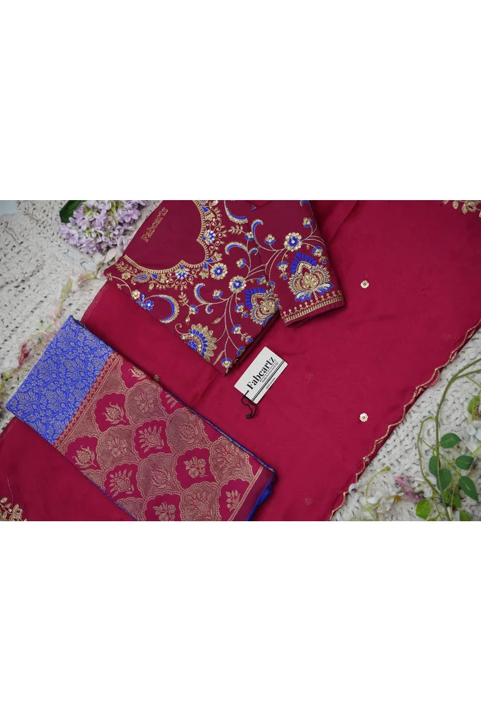 Beautiful South Indian Style Half Saree with Embroidery Blouse and Dupatta for Women |  Furina