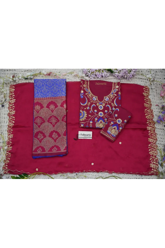 Beautiful South Indian Style Half Saree with Embroidery Blouse and Dupatta for Women |  Furina