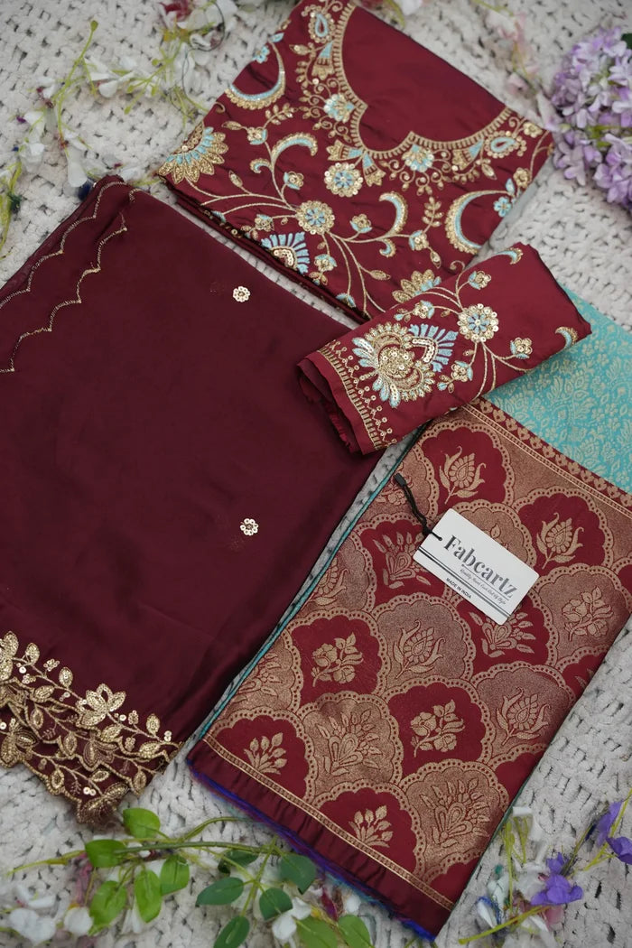 Beautiful South Indian Style Half Saree with Embroidery Blouse and Dupatta for Women |  Furina