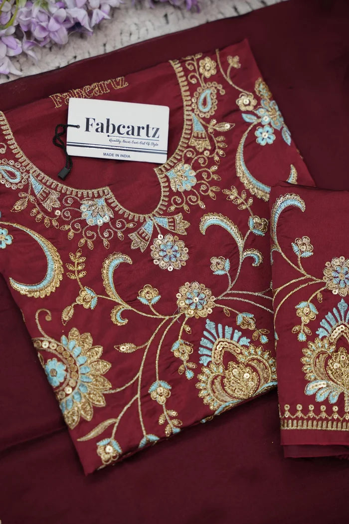 Beautiful South Indian Style Half Saree with Embroidery Blouse and Dupatta for Women |  Furina
