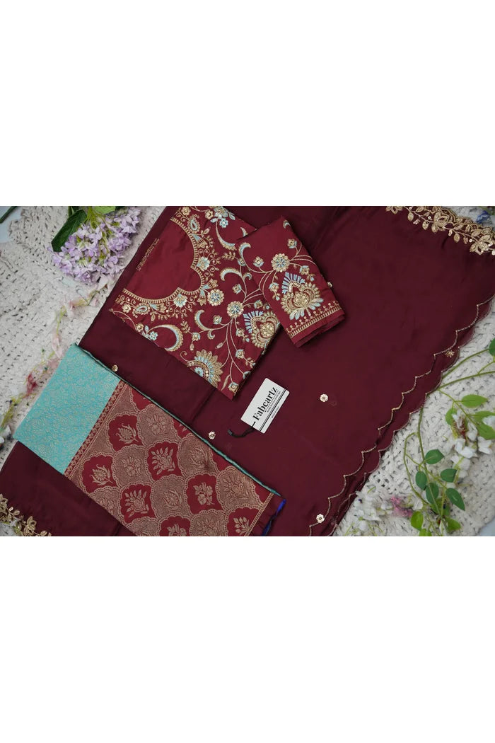 Beautiful South Indian Style Half Saree with Embroidery Blouse and Dupatta for Women |  Furina