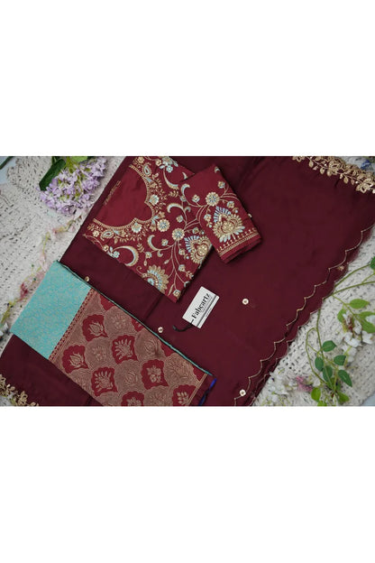Beautiful South Indian Style Half Saree with Embroidery Blouse and Dupatta for Women |  Furina
