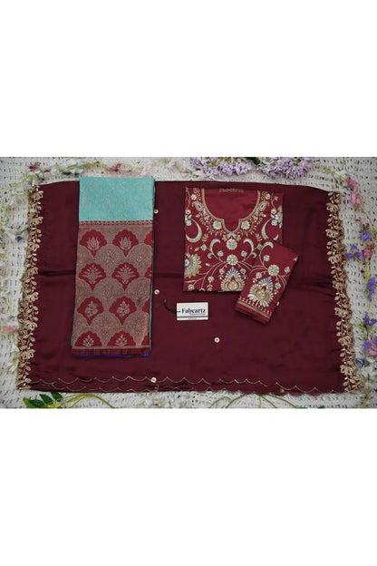 Beautiful South Indian Style Half Saree with Embroidery Blouse and Dupatta for Women |  Furina