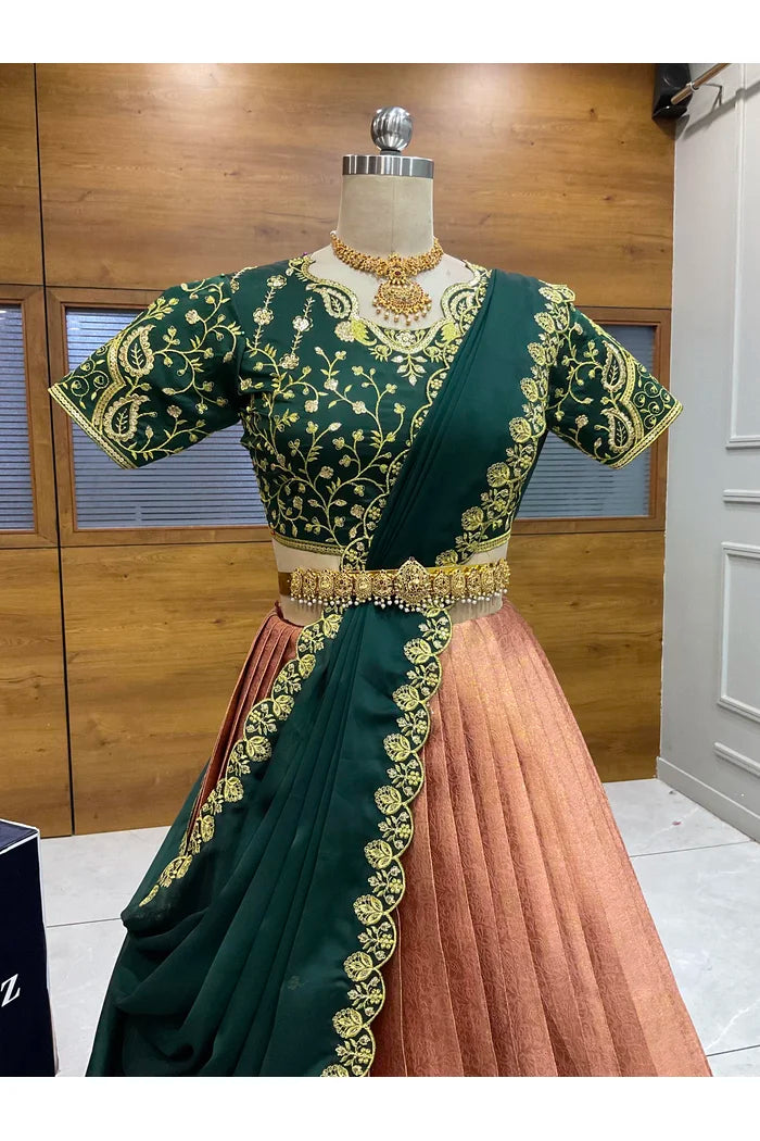 దక్షిణ భారత పండుగ సాంప్రదాయ హాఫ్ చీర (ఛవి) 