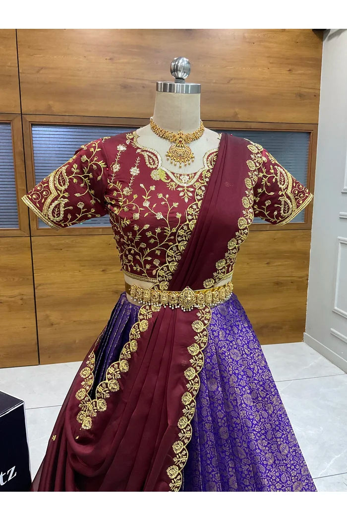 దక్షిణ భారత పండుగ సాంప్రదాయ హాఫ్ చీర (ఛవి) 