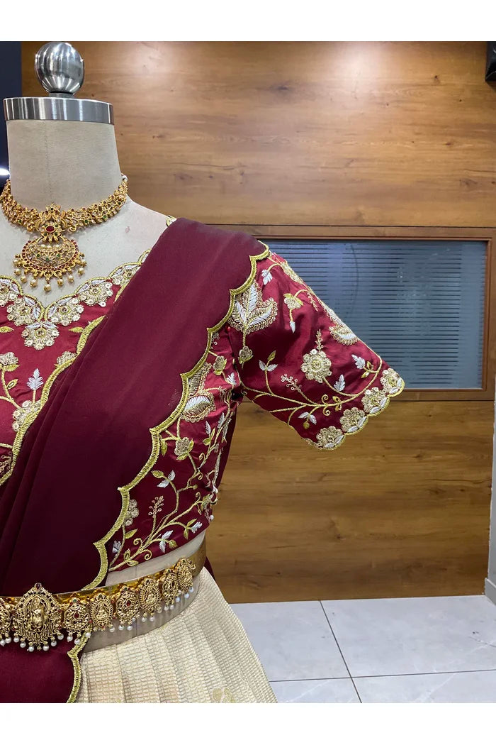 దక్షిణ భారత పండుగ సాంప్రదాయ హాఫ్ చీర (ఛవి) 