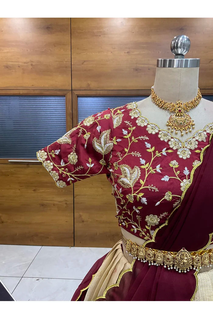 దక్షిణ భారత పండుగ సాంప్రదాయ హాఫ్ చీర (ఛవి) 