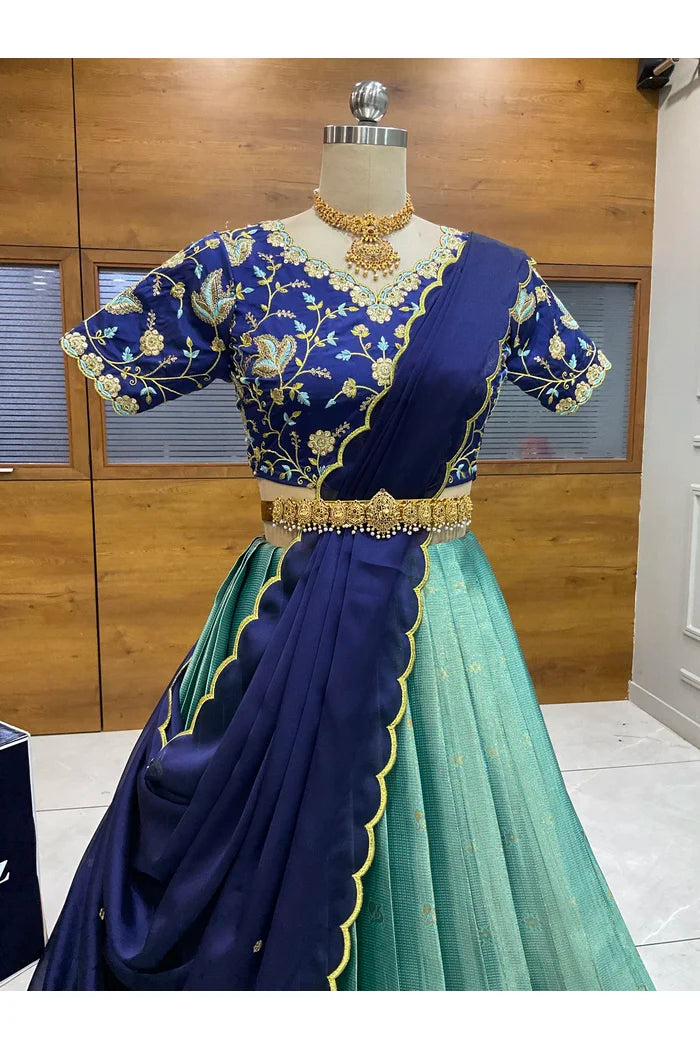 దక్షిణ భారత పండుగ సాంప్రదాయ హాఫ్ చీర (ఛవి) 