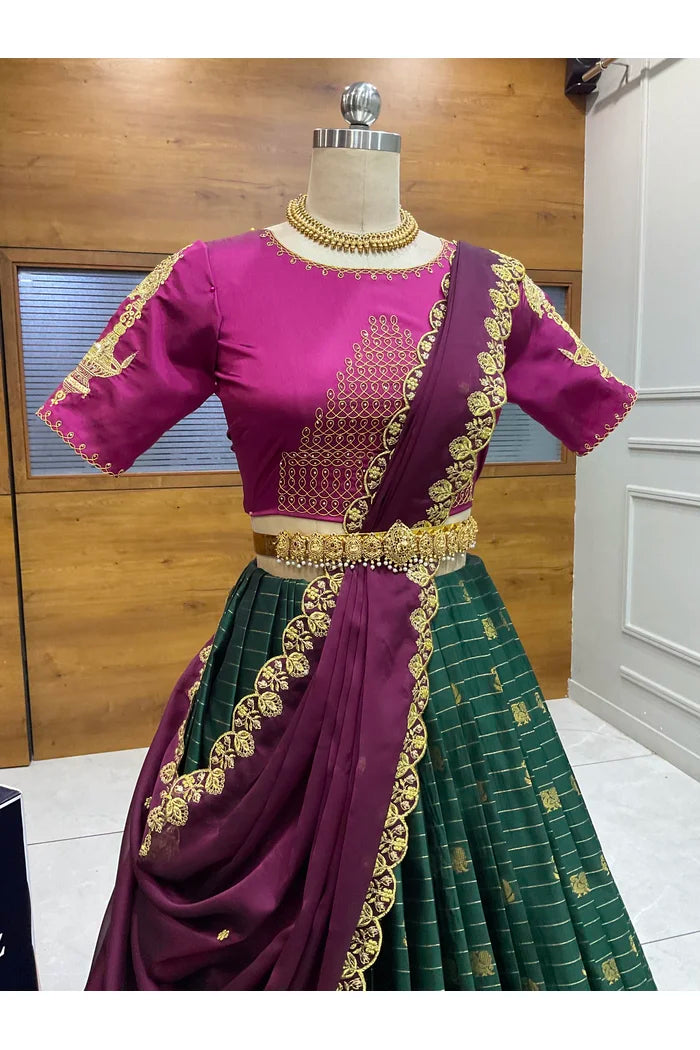 దక్షిణ భారత పండుగ సాంప్రదాయ హాఫ్ చీర (ఛవి) 