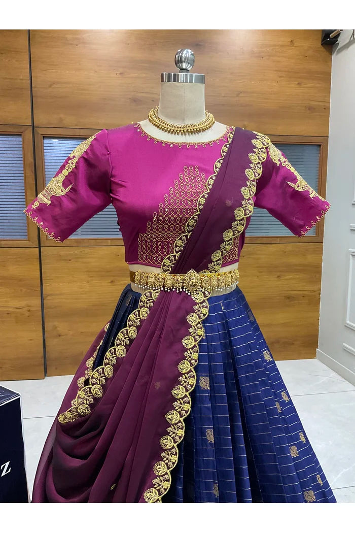 దక్షిణ భారత పండుగ సాంప్రదాయ హాఫ్ చీర (ఛవి) 