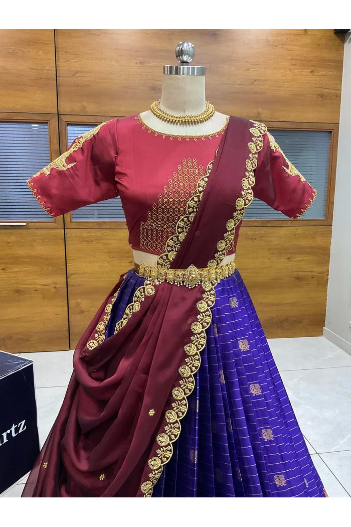 దక్షిణ భారత పండుగ సాంప్రదాయ హాఫ్ చీర (ఛవి) 