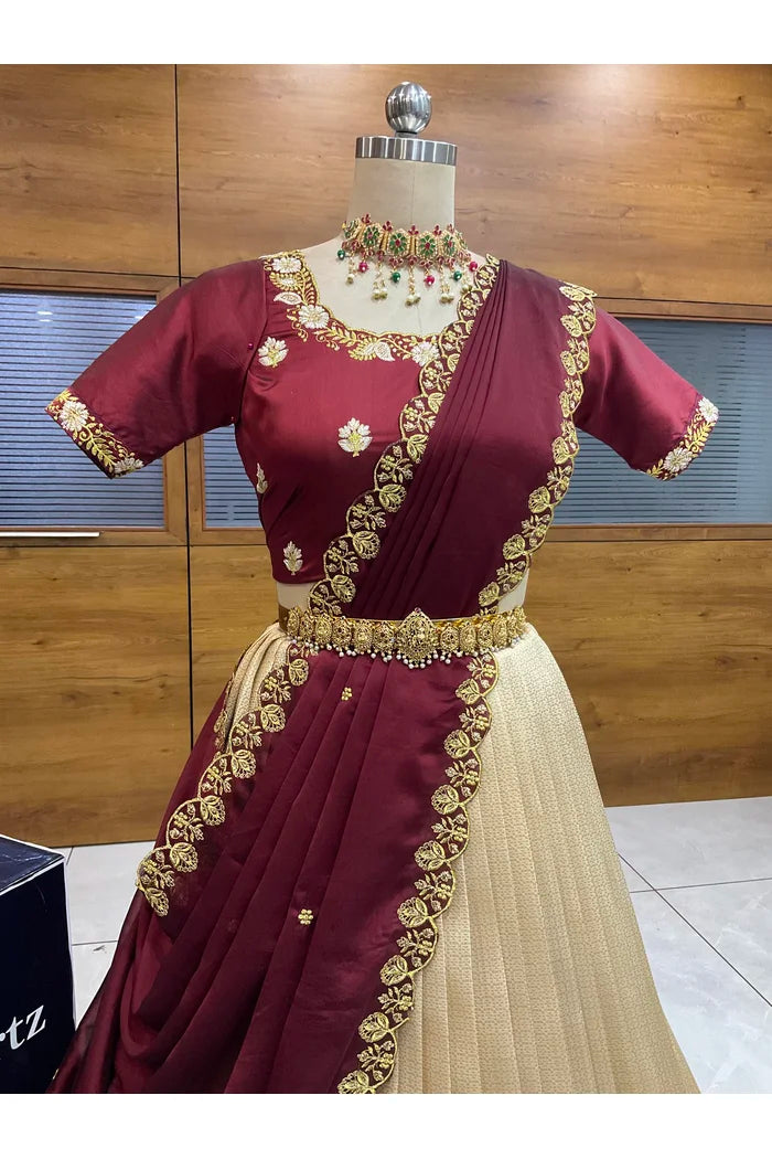 దక్షిణ భారత పండుగ సాంప్రదాయ హాఫ్ చీర (ఛవి) 
