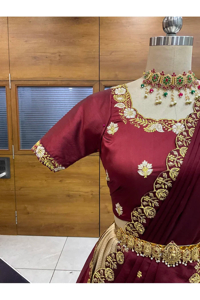 దక్షిణ భారత పండుగ సాంప్రదాయ హాఫ్ చీర (ఛవి) 