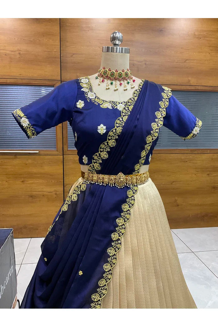 దక్షిణ భారత పండుగ సాంప్రదాయ హాఫ్ చీర (ఛవి) 