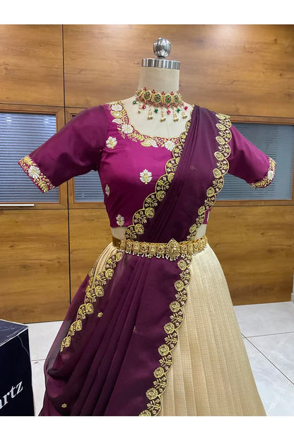 దక్షిణ భారత పండుగ సాంప్రదాయ హాఫ్ చీర (ఛవి) 