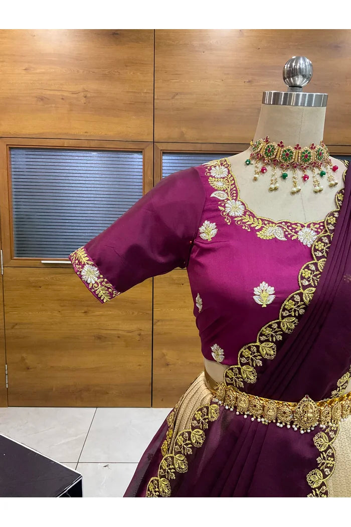 దక్షిణ భారత పండుగ సాంప్రదాయ హాఫ్ చీర (ఛవి) 