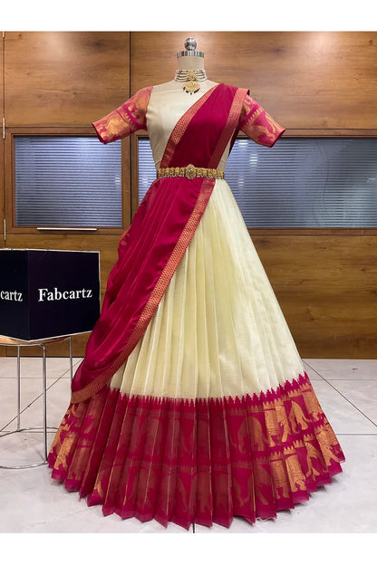 దక్షిణ భారత పండుగ సాంప్రదాయ హాఫ్ చీర (ఛవి) 