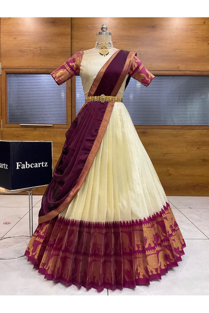దక్షిణ భారత పండుగ సాంప్రదాయ హాఫ్ చీర (ఛవి) 