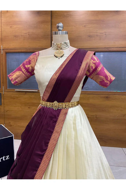 దక్షిణ భారత పండుగ సాంప్రదాయ హాఫ్ చీర (ఛవి) 