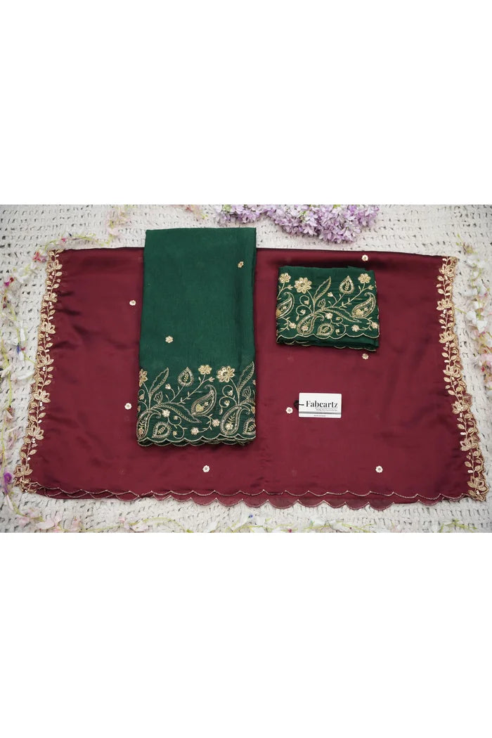 Beautiful South Indian Style Half Saree with Blouse and Dupatta for Women | Kusuma
