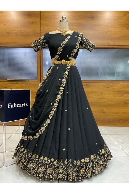 Beautiful South Indian Style Half Saree with Blouse and Dupatta for Women | Kusuma
