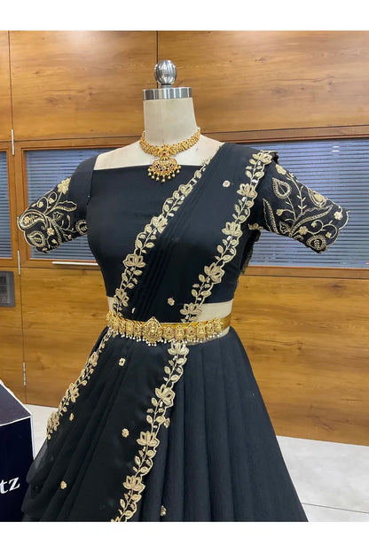 Beautiful South Indian Style Half Saree with Blouse and Dupatta for Women | Kusuma