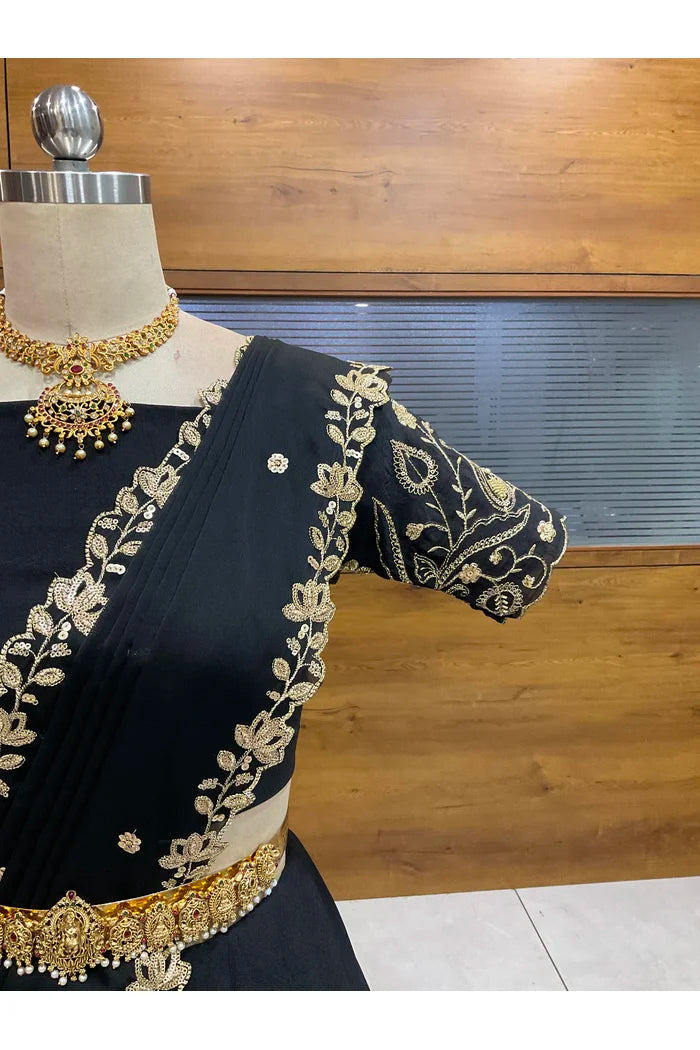Beautiful South Indian Style Half Saree with Blouse and Dupatta for Women | Kusuma