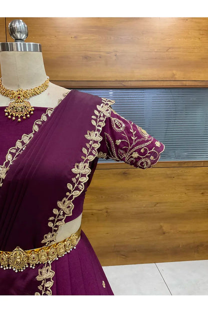 Beautiful South Indian Style Half Saree with Blouse and Dupatta for Women | Kusuma