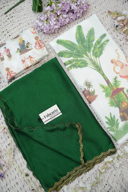 Beautiful South Indian Style Half Saree with Blouse and Dupatta for Women | Onika Kv