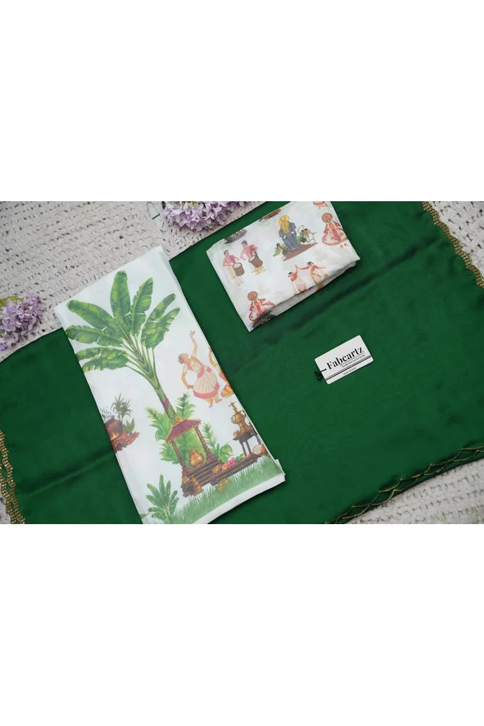 Beautiful South Indian Style Half Saree with Blouse and Dupatta for Women | Onika Kv