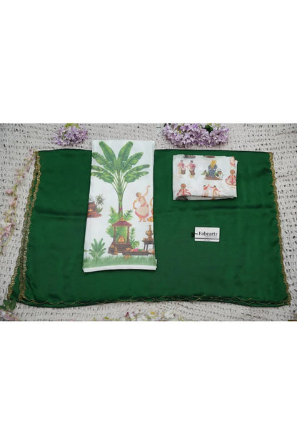 Beautiful South Indian Style Half Saree with Blouse and Dupatta for Women | Onika Kv