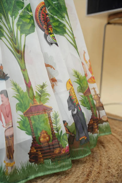 Beautiful South Indian Style Half Saree with Blouse and Dupatta for Women | Onika Kv