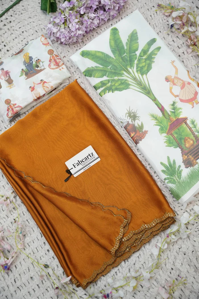 Beautiful South Indian Style Half Saree with Blouse and Dupatta for Women | Onika Kv