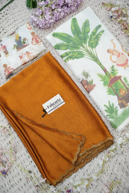 Beautiful South Indian Style Half Saree with Blouse and Dupatta for Women | Onika Kv